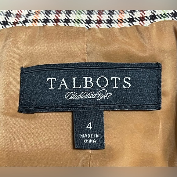 Talbots Brown & Multi-Color Plaid Wool Blend Riding Blazer Size 4 - Picture 8 of 9